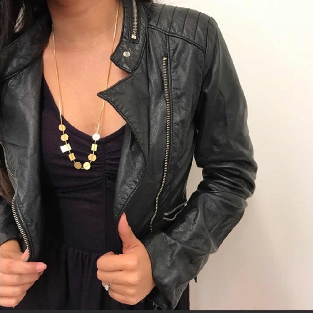 H&M faux leather moto jacket sz 2
